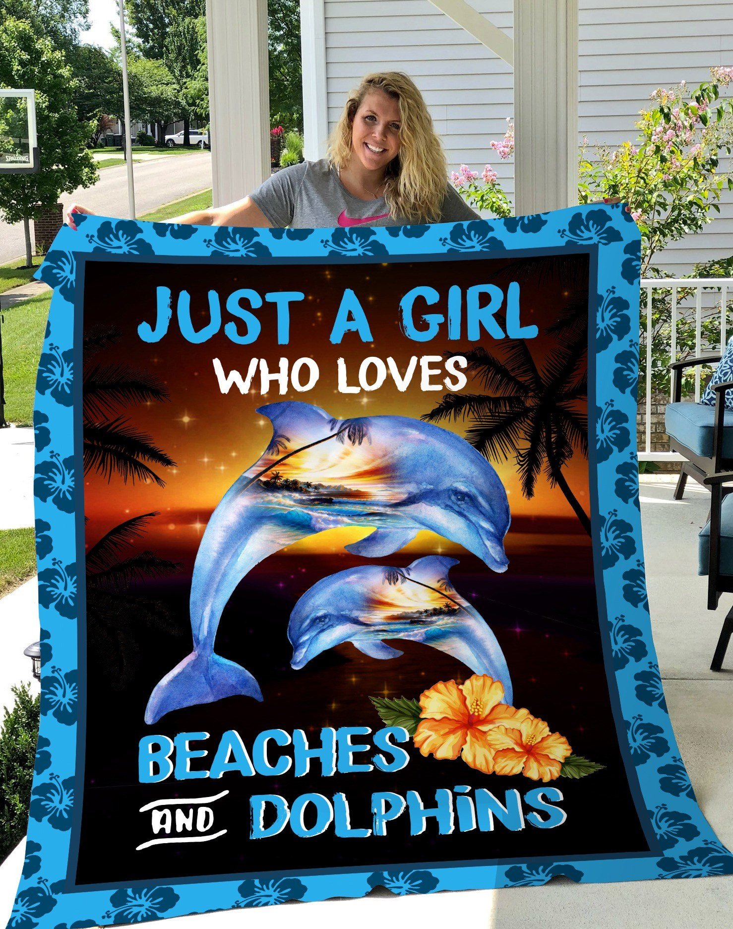 Blanket Camping Quilt Blanket Beaches And Dolphins