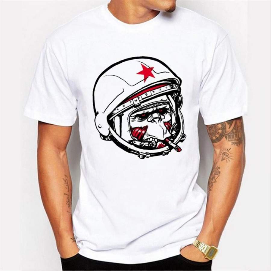 Fashion Cosmonaut Printed Men T Shirt Short Sleeve Casual T-Shirt Hipster Vintage Helmet Tees Cool Tops