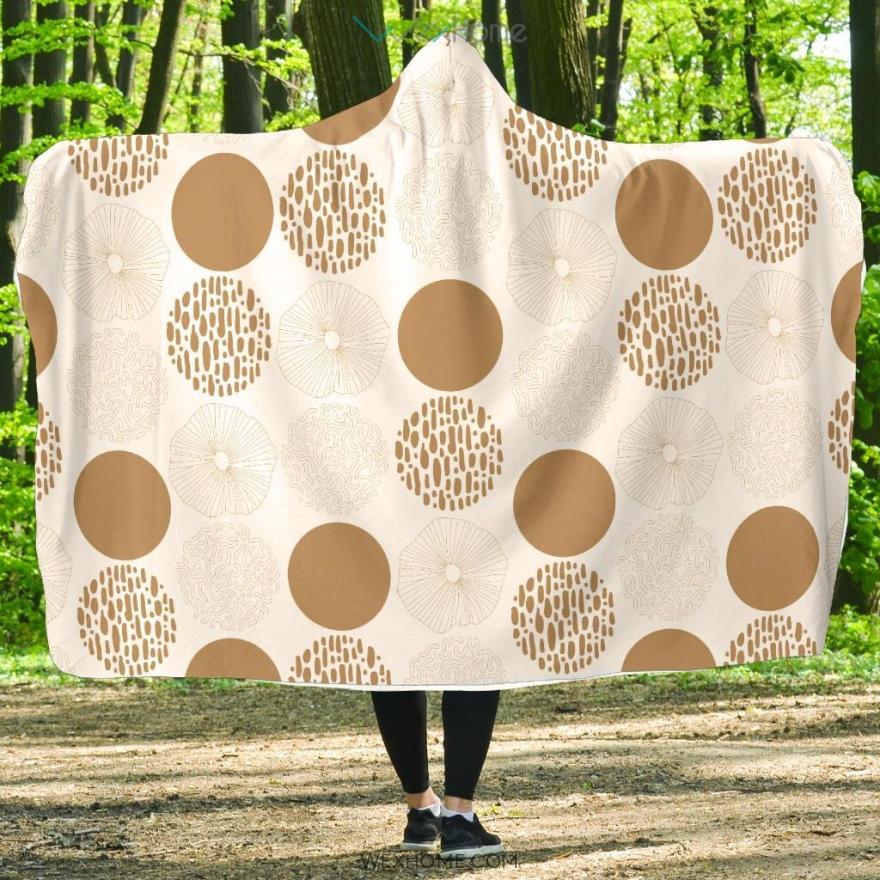 Gold Texture Mushroom Pattern Hooded Blanket