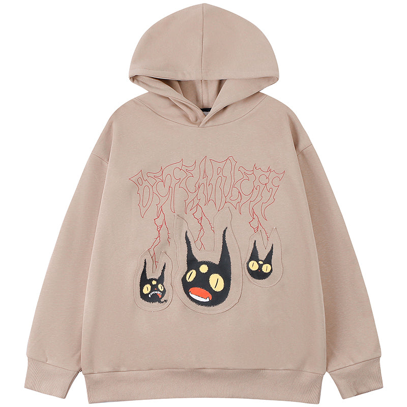 Lemandik® Retro Pullover Hoodie Black Cat