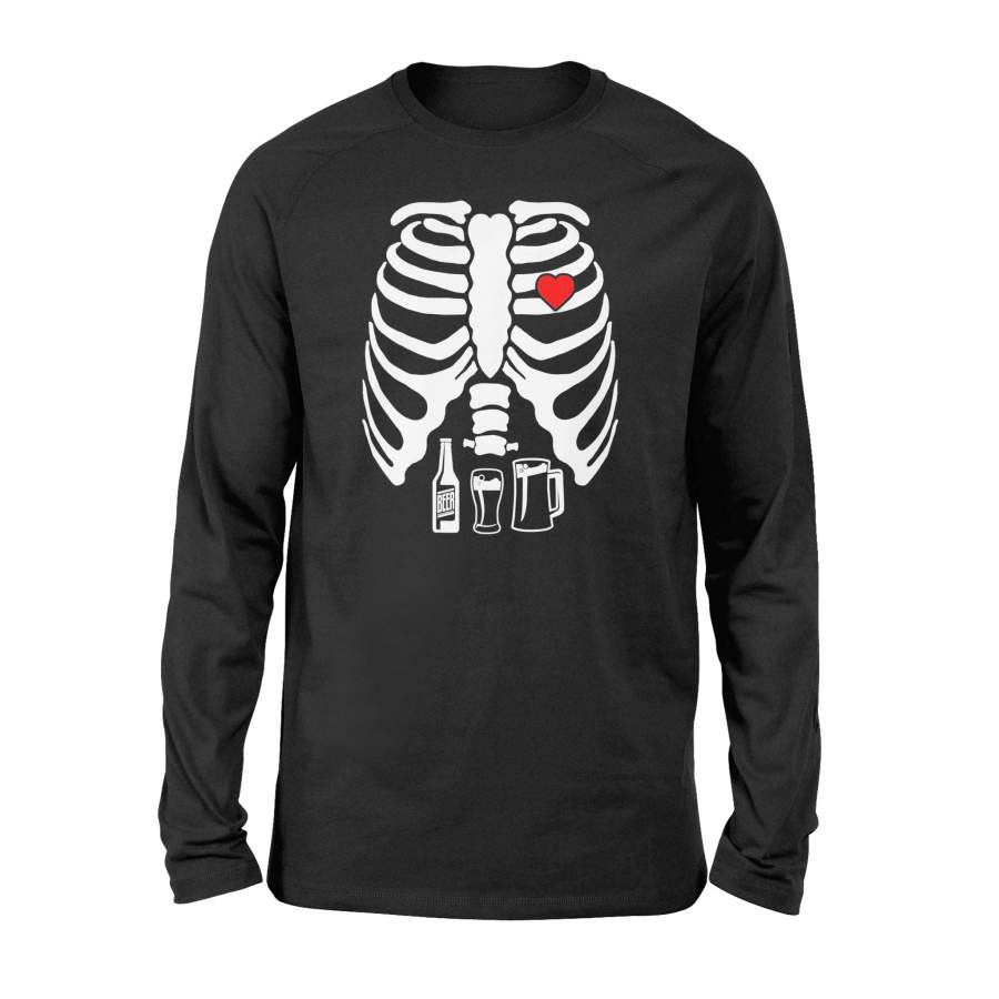 Halloween Skeleton Pregnancy Belly Of Beer X-Ray T-Shirt – Standard Long Sleeve