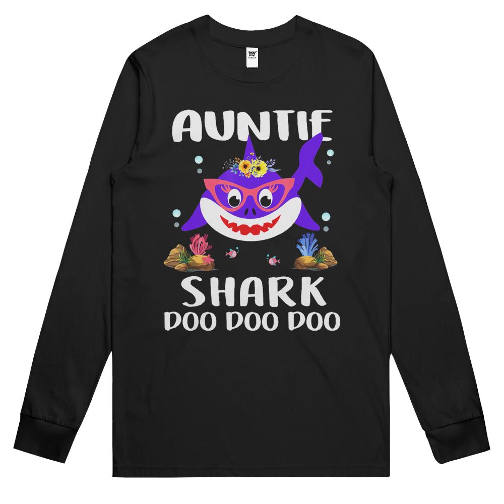 Auntie Shark Shirt Mothers Day Gift Idea For Mother Wife Long Sleeve T Shirts