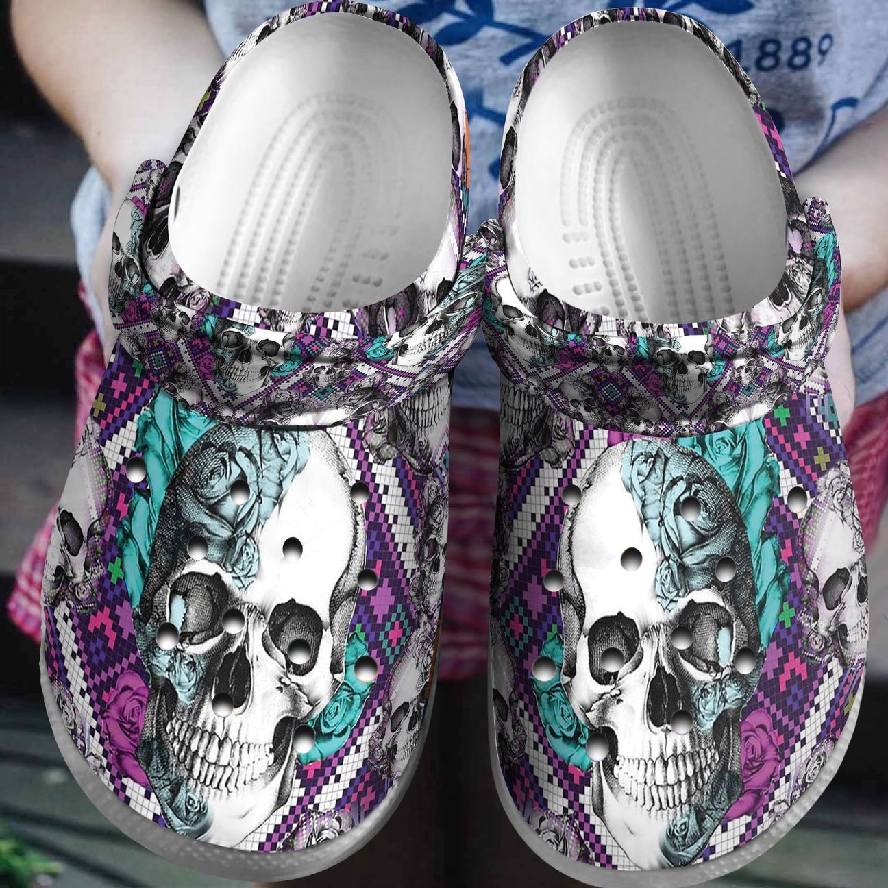 Skull Personalized Clog, Custom Name, Text, Color, Number Fashion Style For Women, Men, Kid, Print 3D Black And White Skull