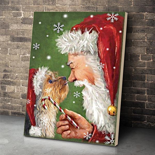 Yorkie Smile With Santa Christmas Canvas Room Home Decor Print Matte Canvas – Home Room Wall Decor Matte Canvas – Mostsuit