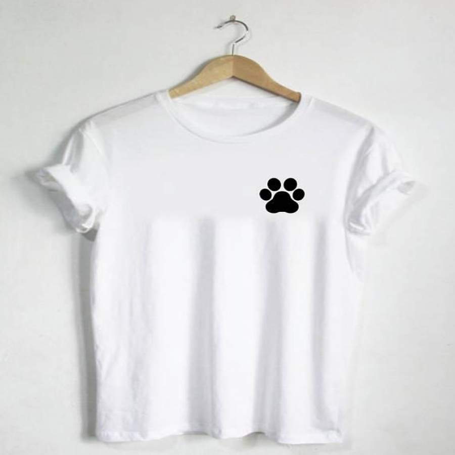 Paw Print Shirt – Paw Tshirt Unisex Shirt Or Womans Shirt Mens Gift  Neck Dog Cat Puppy Kitten Hand Cute Simple Dog Shirt -B520