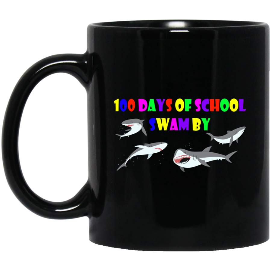 100 Days Of School Swam By Shark Kids Kindergarten Elementary Student Teacher Gifts Mug