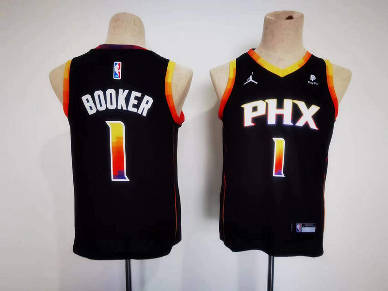 Youth Phoenix Suns #1 Devin Booker Statement Jersey – Black