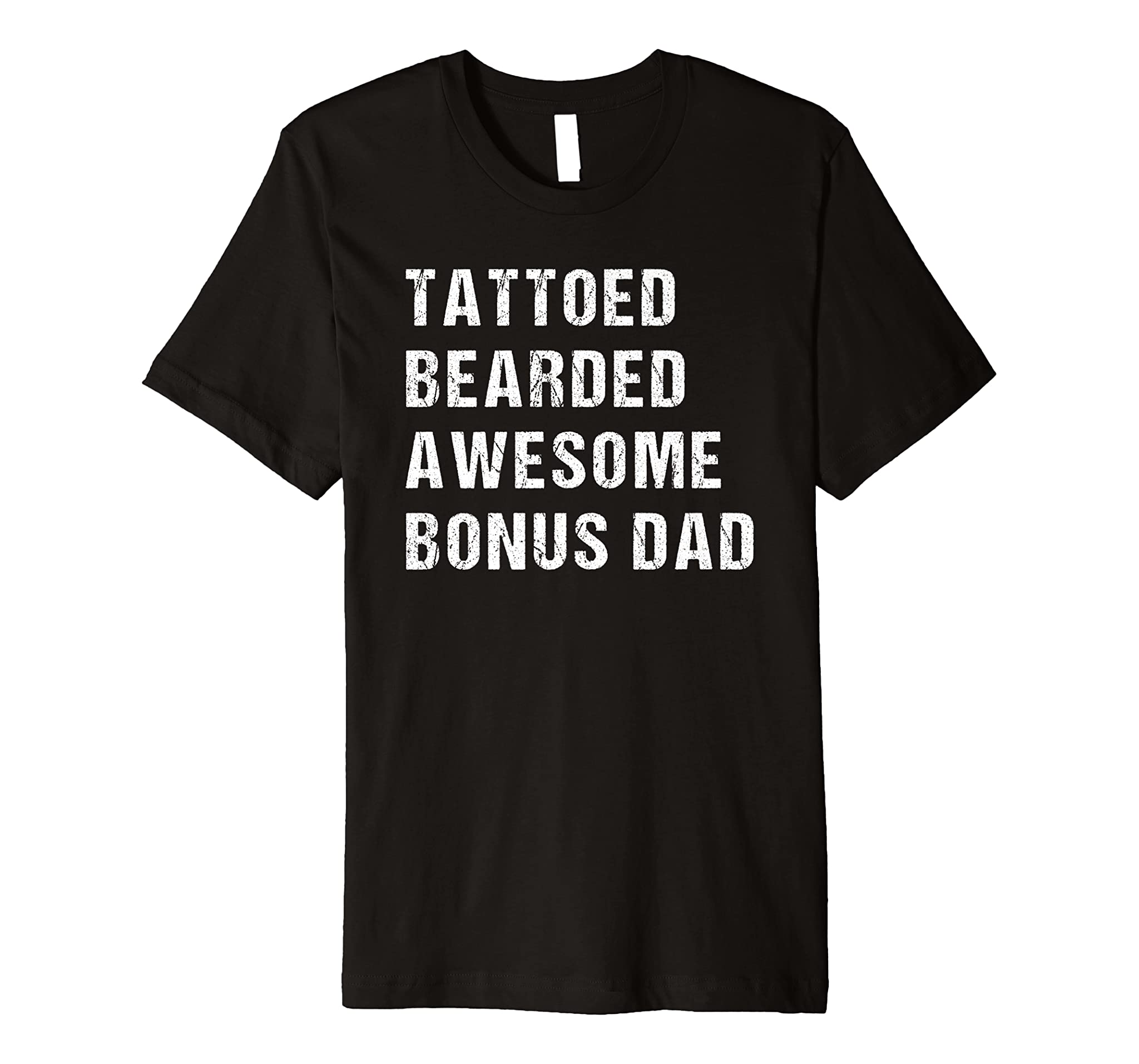 Mens Tattooed Bearded Awesome Bonus Dad Daddy Pajama Father Gift Premium T-Shirt