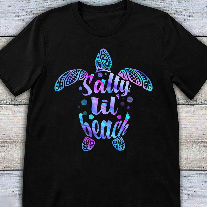Salty Lil Beach Colorful Sea Turtle T Shirt Standard/Premium T-Shirt Hoodie