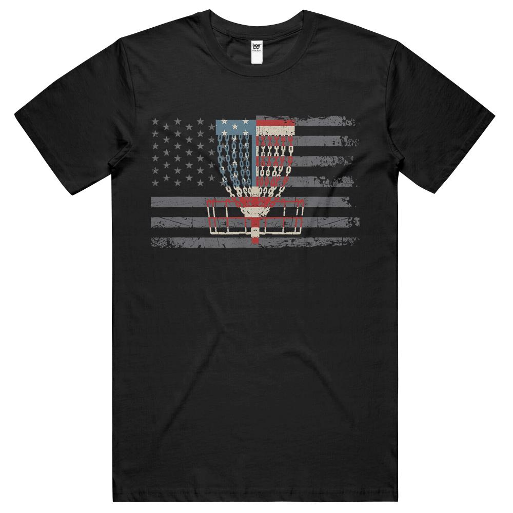 American Flag Disc Golf Basket Disc Golf American Flag T Shirts