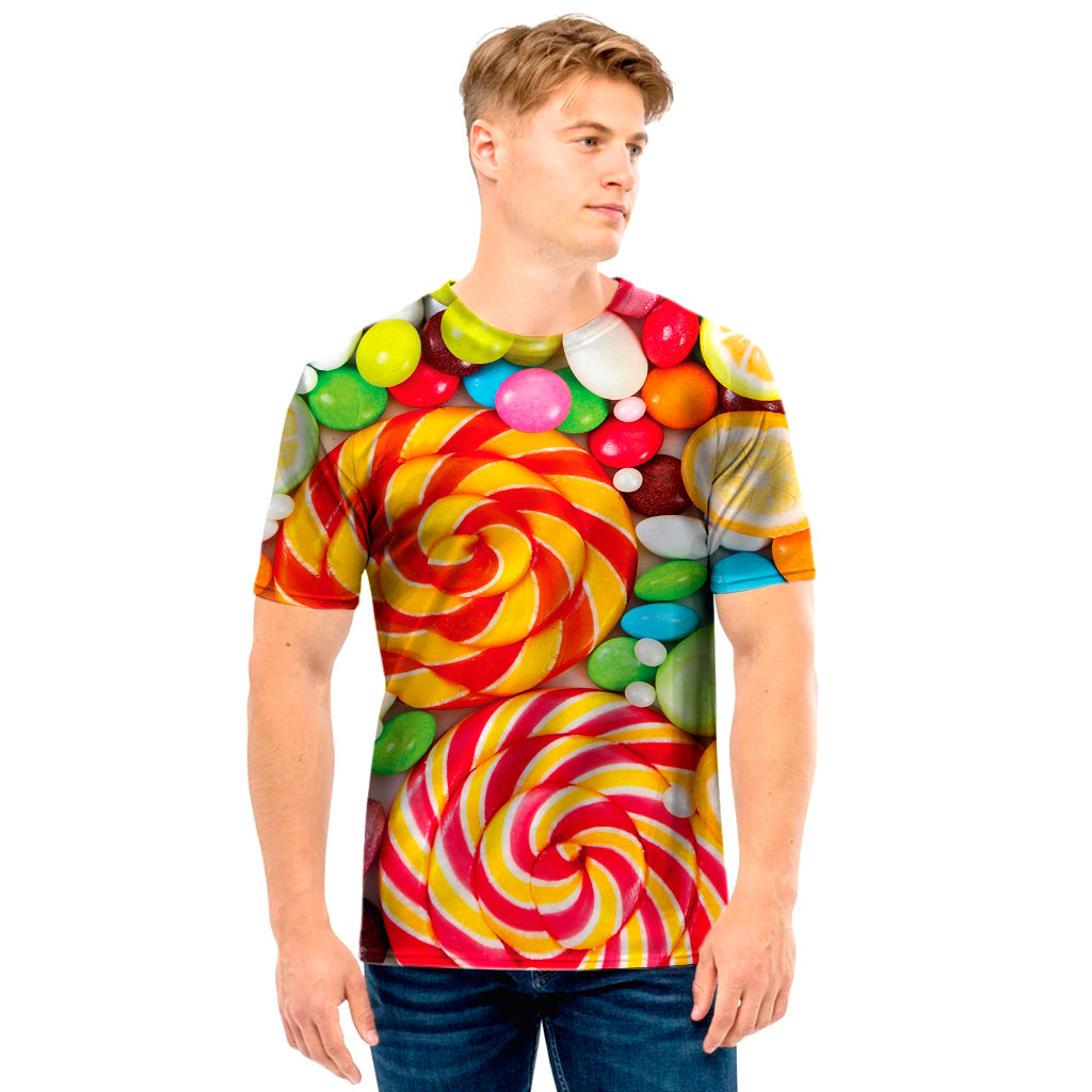 Colorful Lollipop And Candy Print Men’S T-Shirt