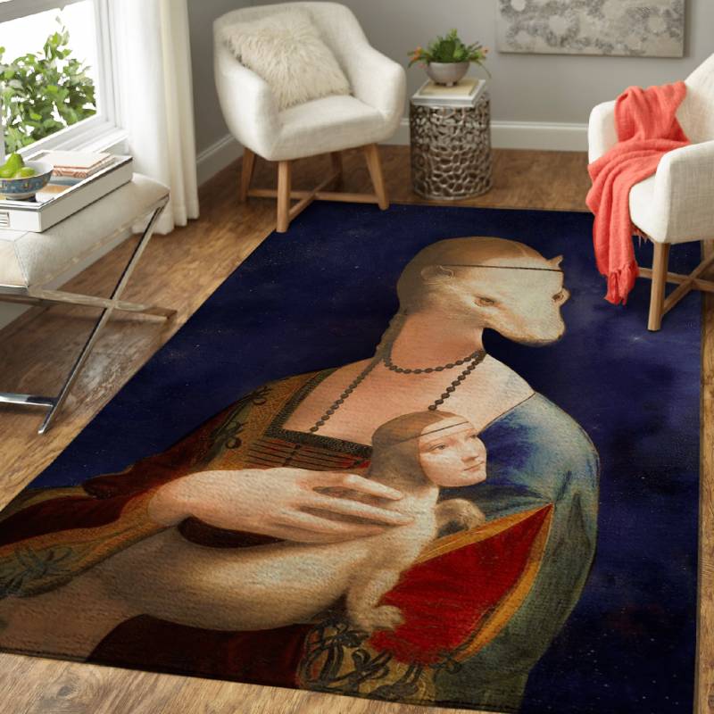 The Ermine With A lady – Animals&humans Area Rug Carpet