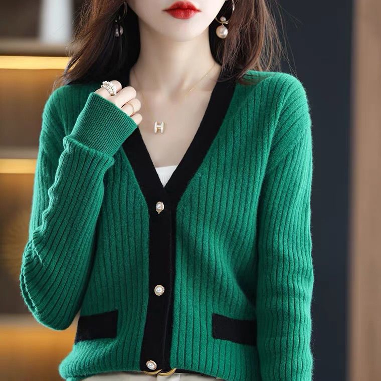 Women Fashion All-match Solid Sweaters Coat Autumn Winter V-Neck Warm Loose Female Casual Button Cardigans Knitted Jumpers 2022 alx