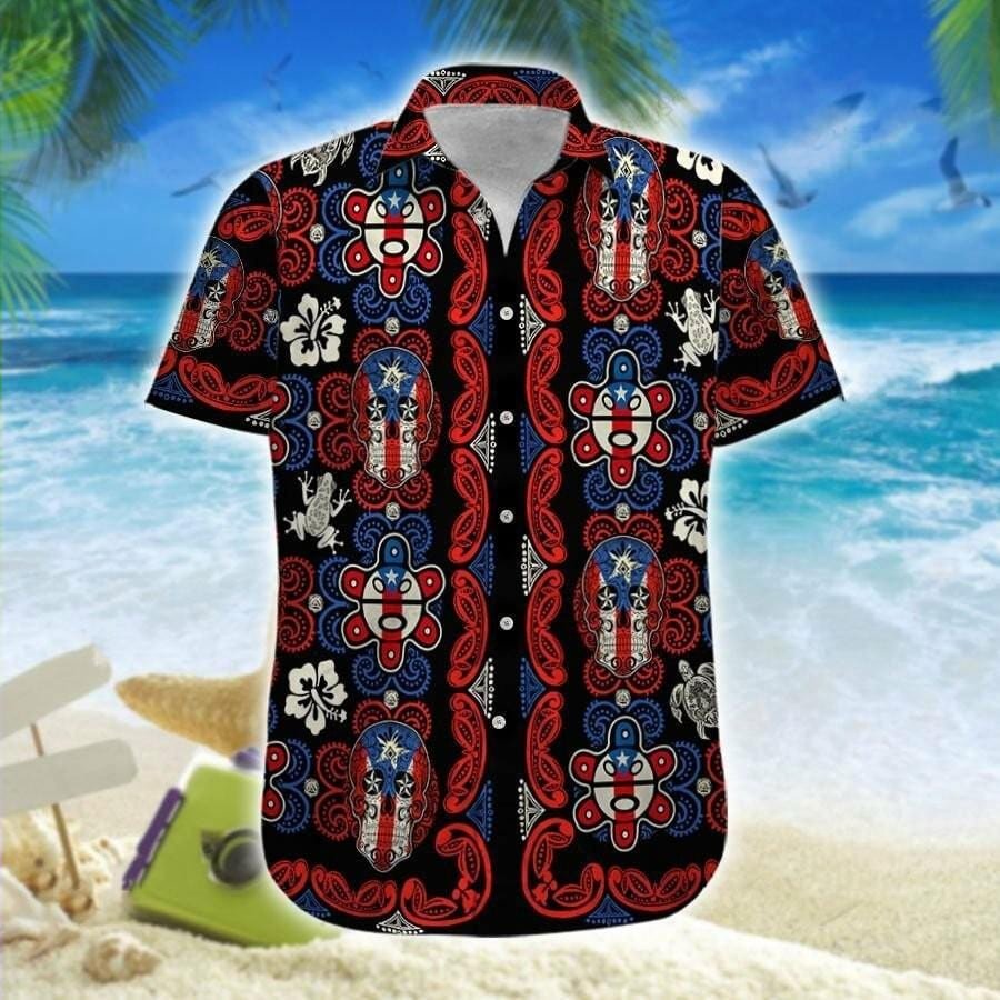 Hawaii Aloha Shirts Puerto Rico Symbol Pattern Ha86514