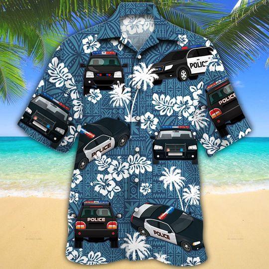 Police Cars Blue Tribal Pattern Hawaii Shirt For Men Women Adult Ha30262