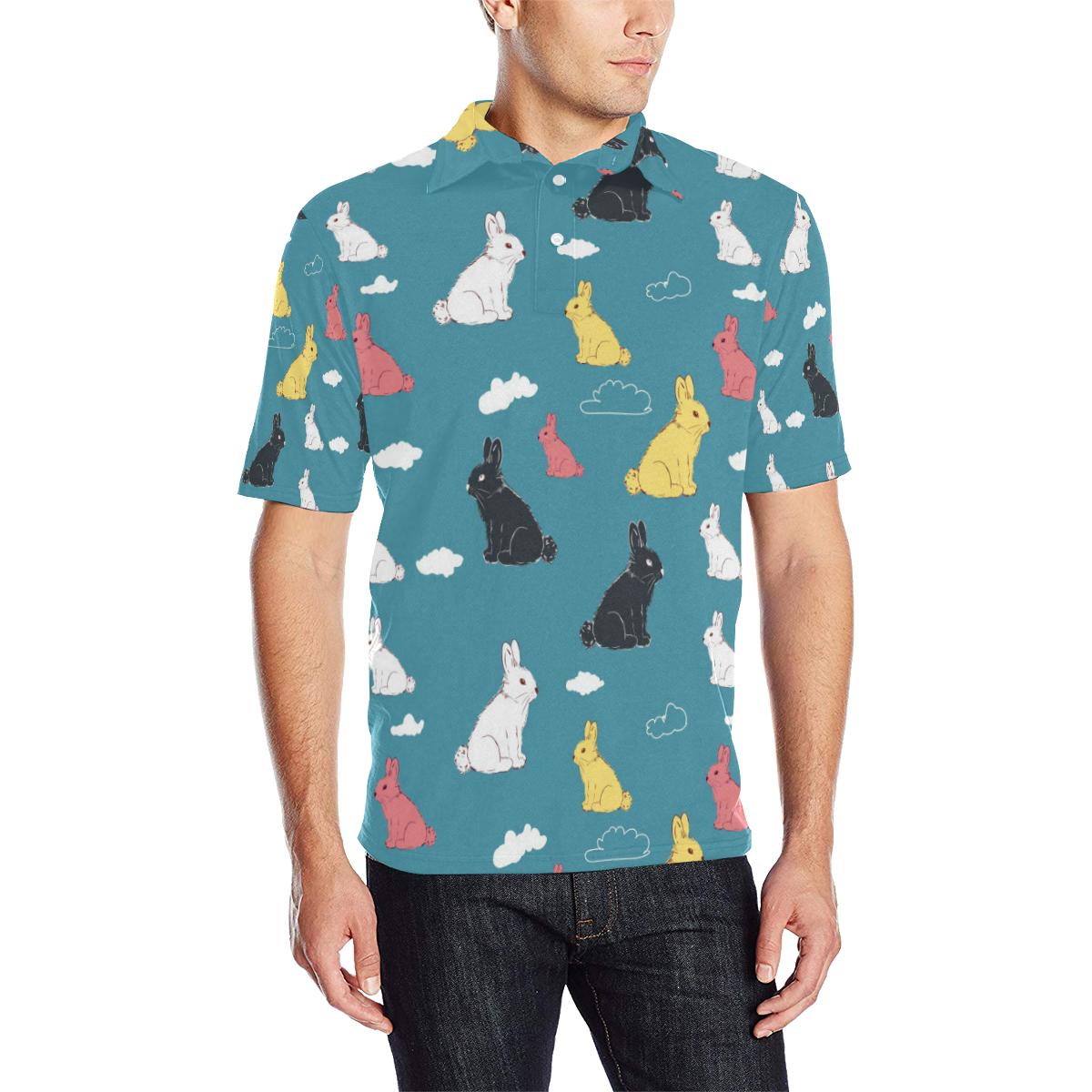 Rabbit Pattern Print Design Rb014 Men Polo Shirt