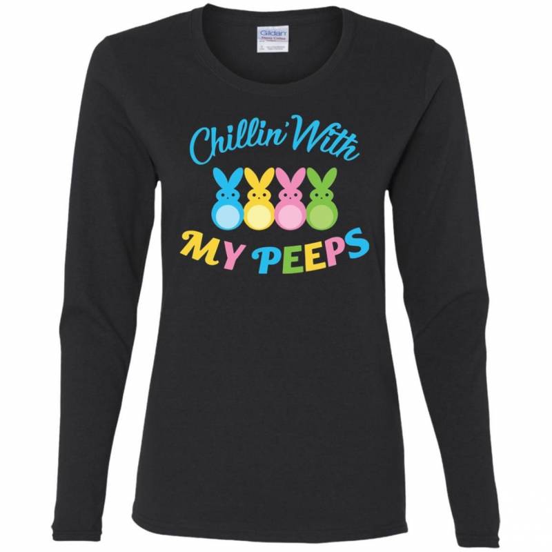 Chillin With My Peeps Bunny Easter Women Long Sleeve Shirt