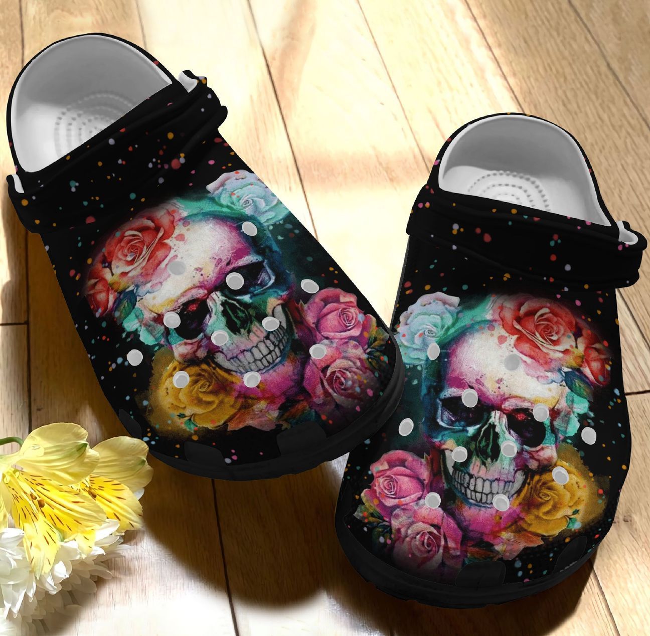 Skull Personalized Clog, Custom Name, Text, Color, Number Fashion Style For Women, Men, Kid, Print 3D Floral Scent