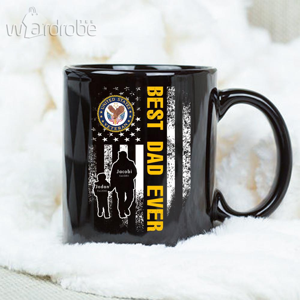 Personalized Father’s Day Gift Custom Mug Dad And Son United State Veteran – Black Mug