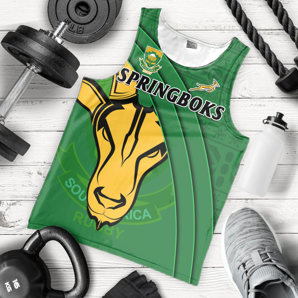 (Custom Text And Number) South Africa Rugby Men Tank Top Bokke Springbok With African Pattern Stronger Together Lt14