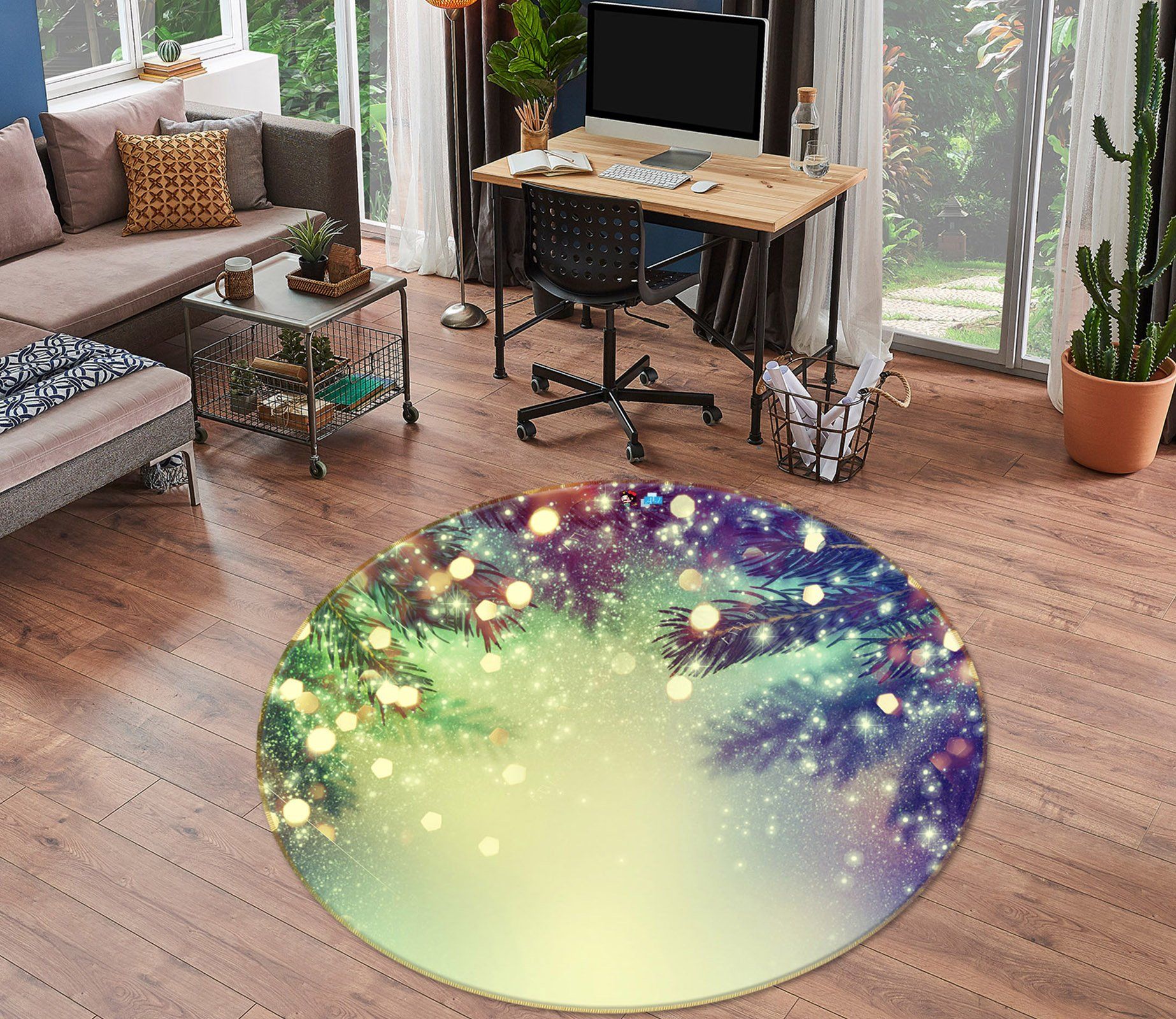 3d Branches 54152 Christmas Round Rug Home Decor Xmas