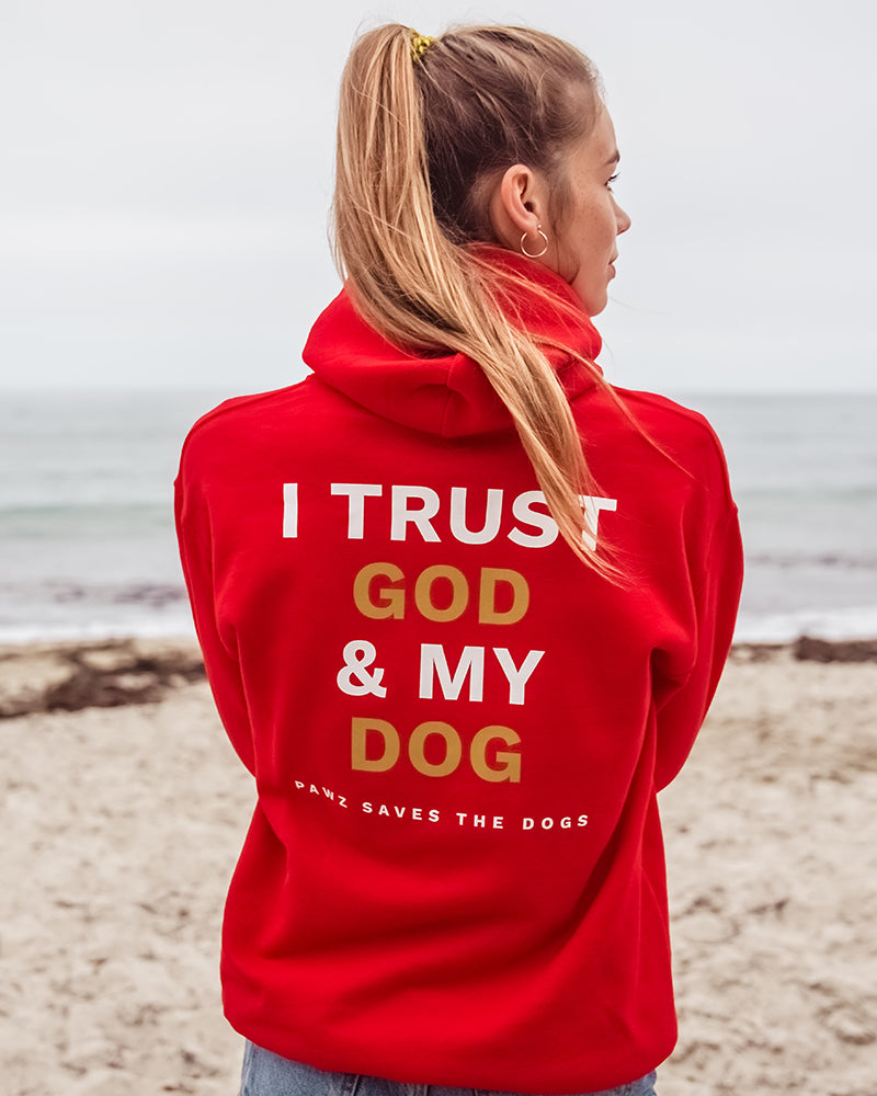 Pawz I Trust God & My Dog (Back) Candy Red Hoodie