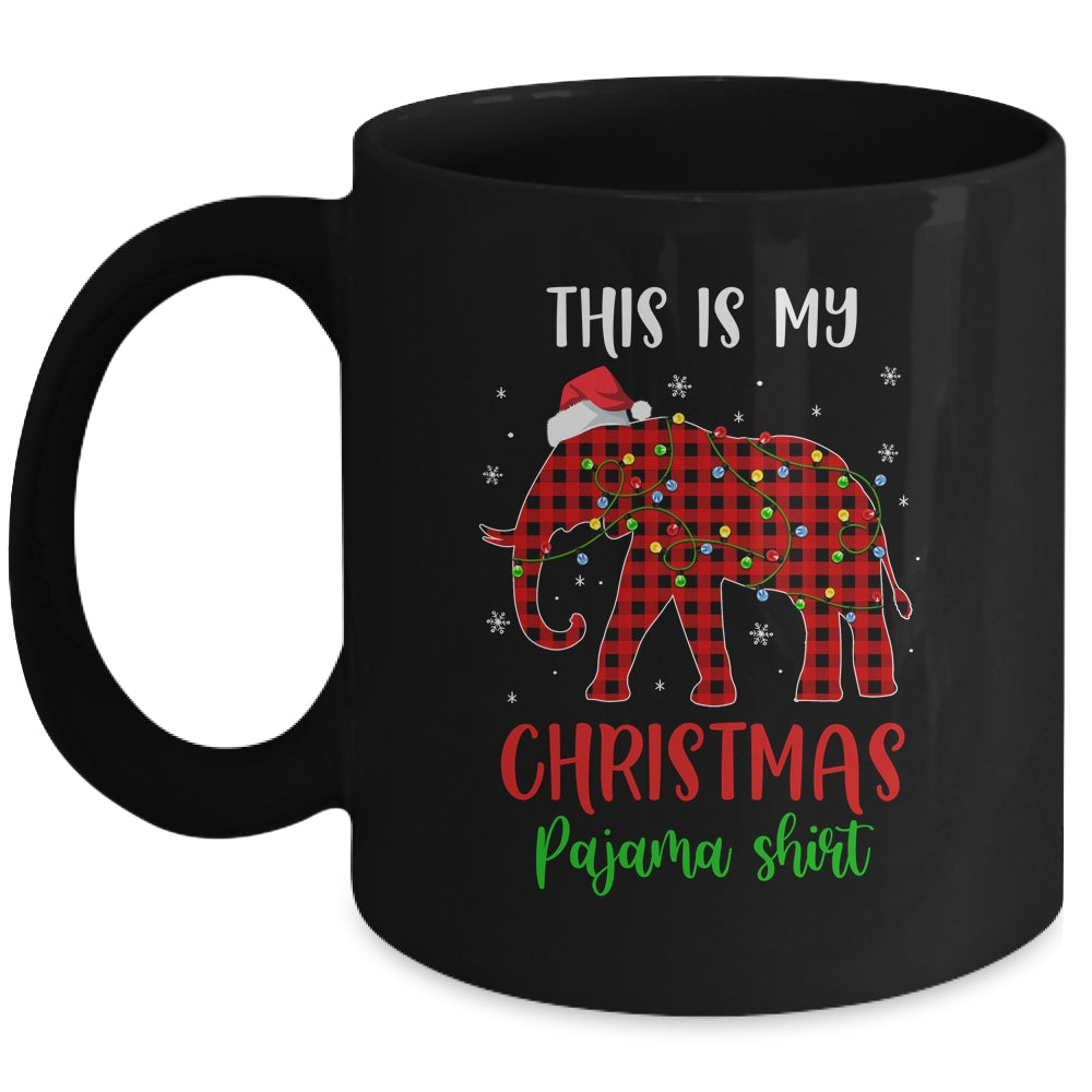 This Is My Christmas Pajama Shirt Elephant Red Plaid Mug