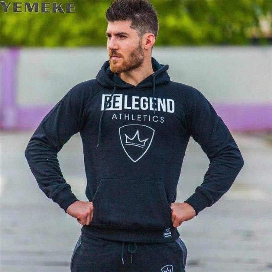 YEMEKE 2017 Autumn new Men Hoodies Fashion Casual pullover male gyms Bodybuilding cotton Sweatshirt sportswear Brand clothing