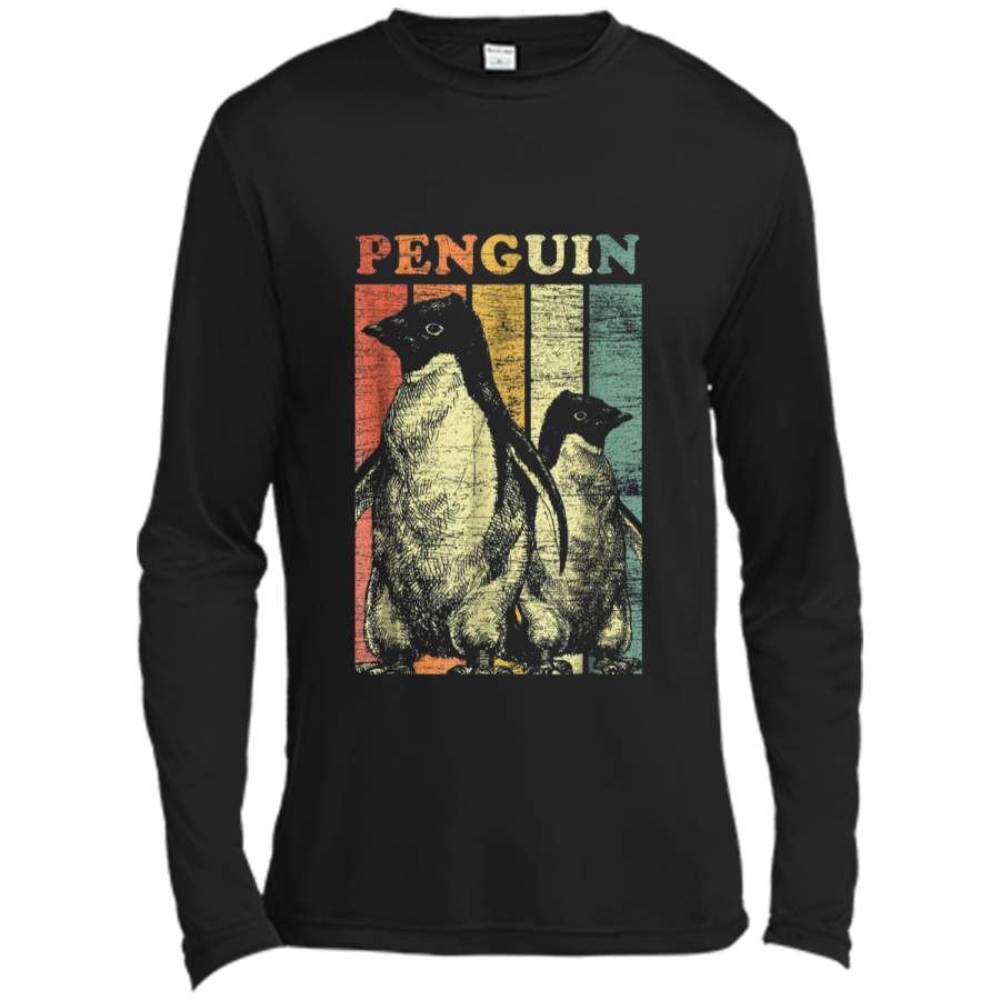 Penguin  Retro Vintage Zoo Sea Bird Ocean Australia Long Sleeve Moisture Absorbing Shirt