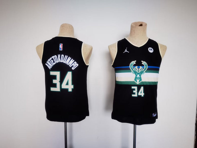 Youth Milwaukee Bucks #34 Giannis Antetokounmpo City Jersey Black