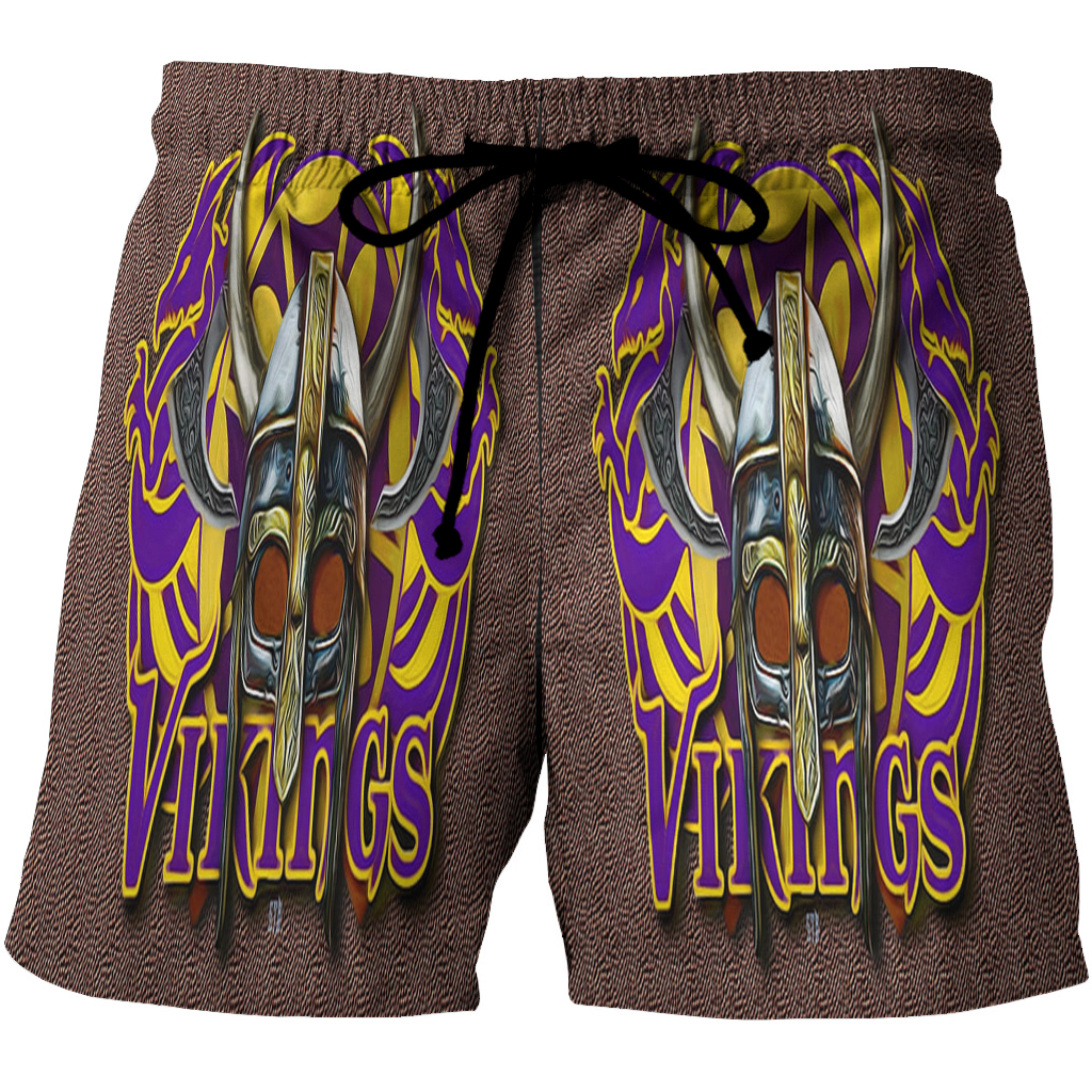 Minnesota Vikings Emblem V4 3D All Over Print Summer Beach Hawaiian Short