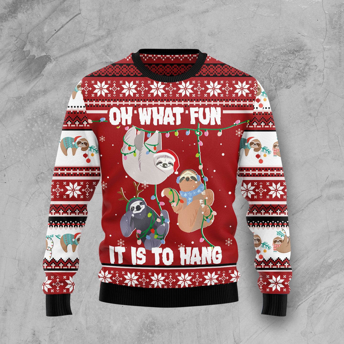 Sloth Oh What Fun TY0812 Ugly Christmas Sweater