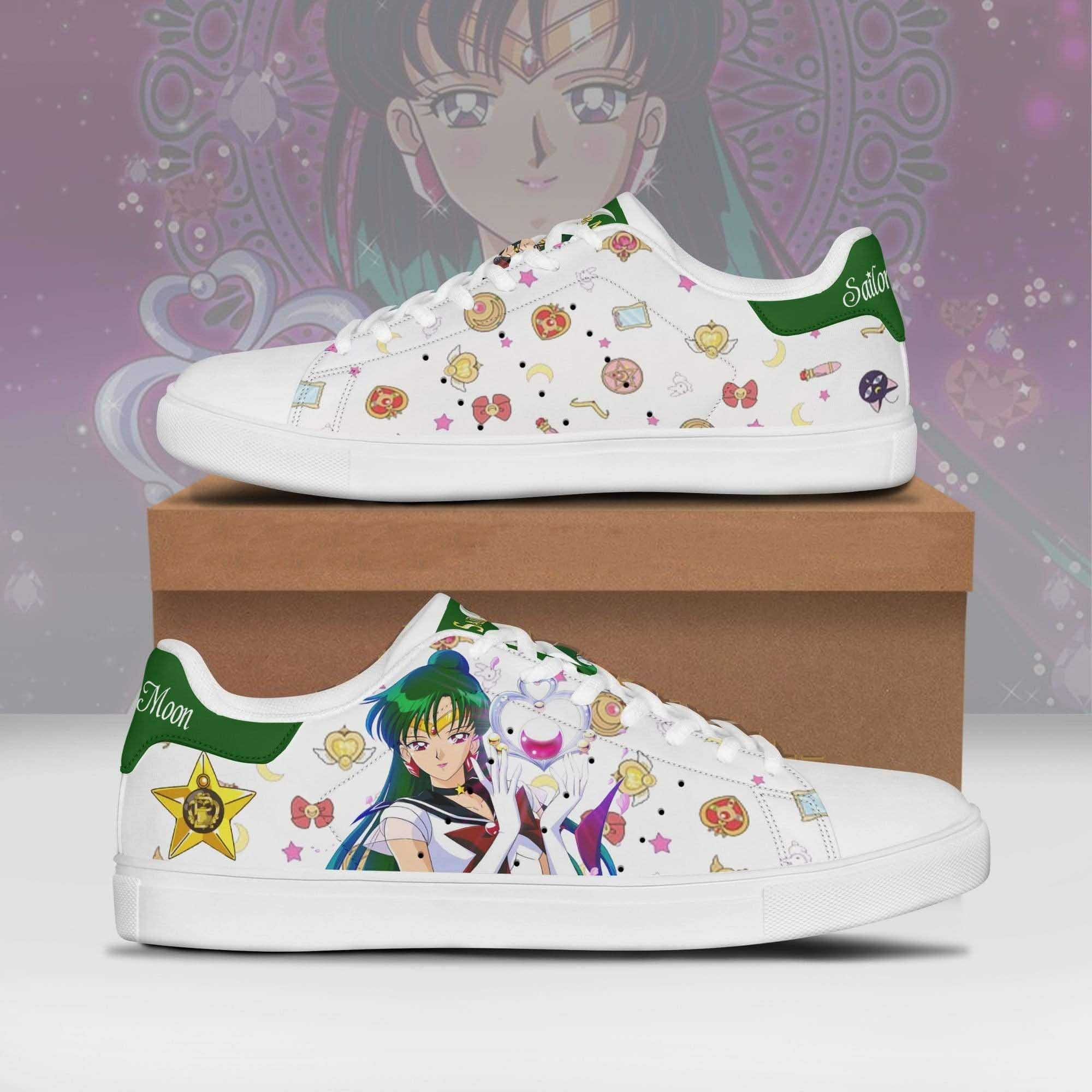 Sailor Pluto Sailor Moon Anime Christmas Gift For Fan Low Top Leather Skate Shoes Sneakers For Man And Women