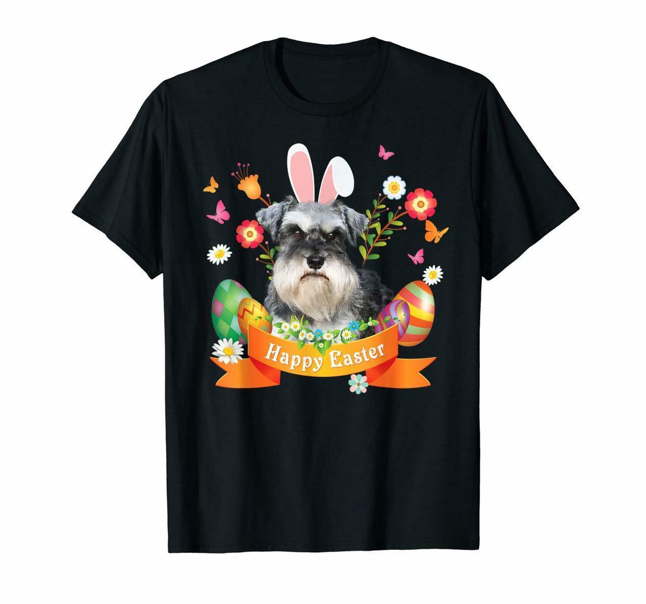 Bunny Schnauzer Dog Easter Day Lovers T-Shirt Egg Hunting