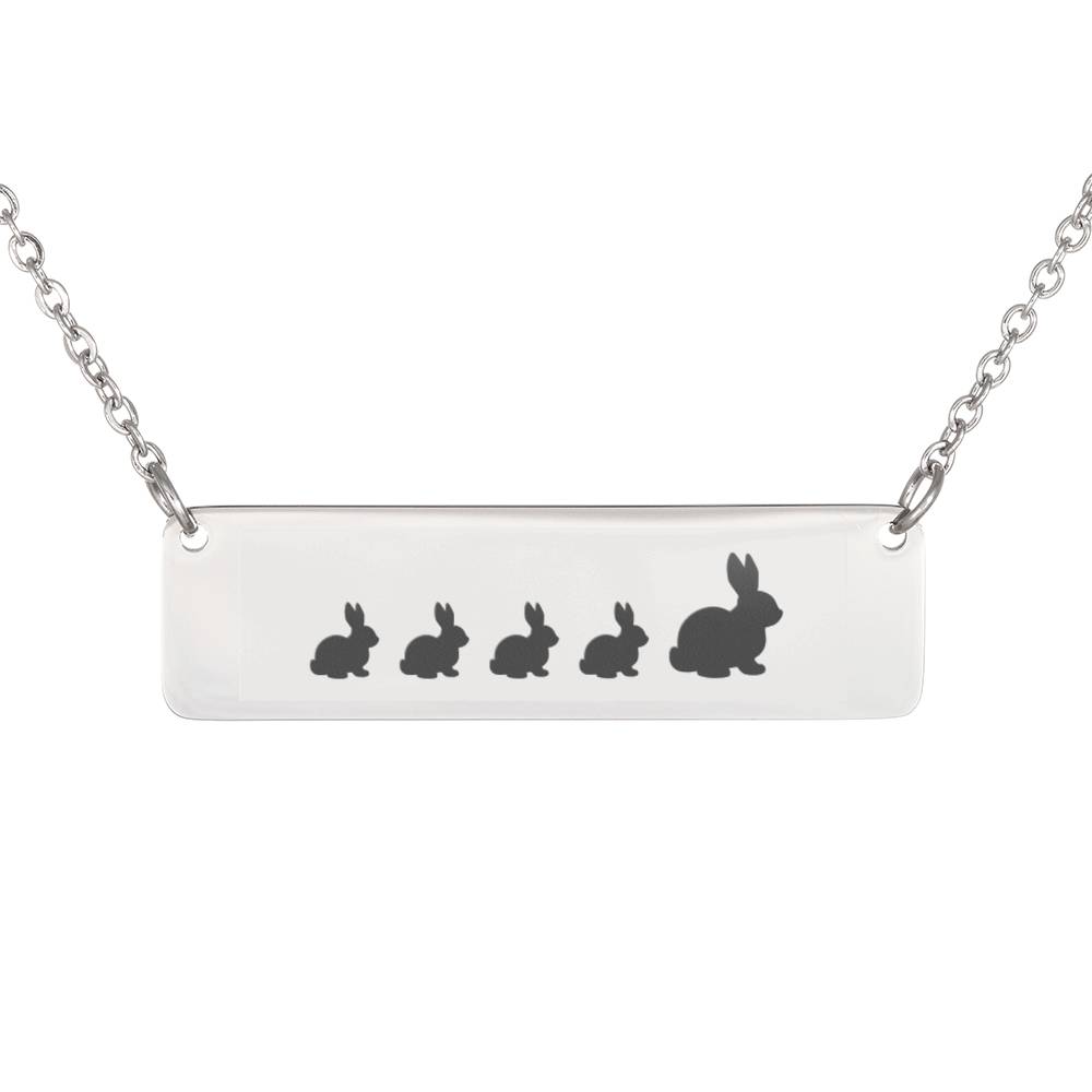 Bunny + 4 Kids Mother’S Day Gift Horizontal Bar Necklace With Personalized Engraving