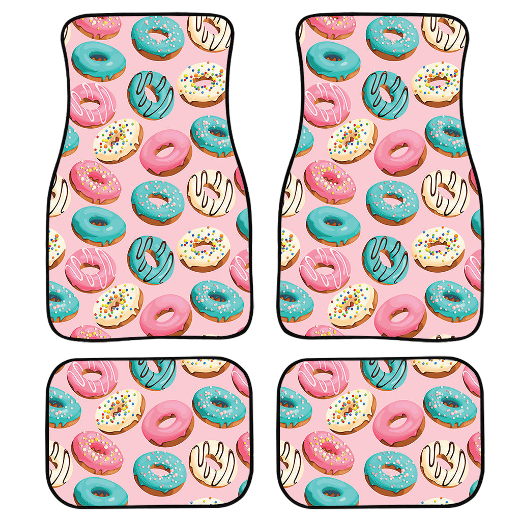 Cute Donut Pattern Print Front And Back Car Floor Mats, Front Car Mat