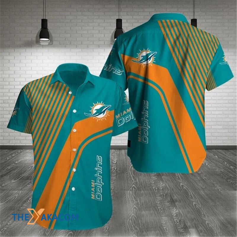 Miami Dolphins Nfl Team Gift For Fan Pattern Stripe Short Sleeve Hawaii Shirt Ha82751