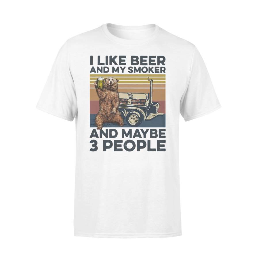 Bear I Like Beer And My Smoker And Maybe 3 People Vintage T-shirt