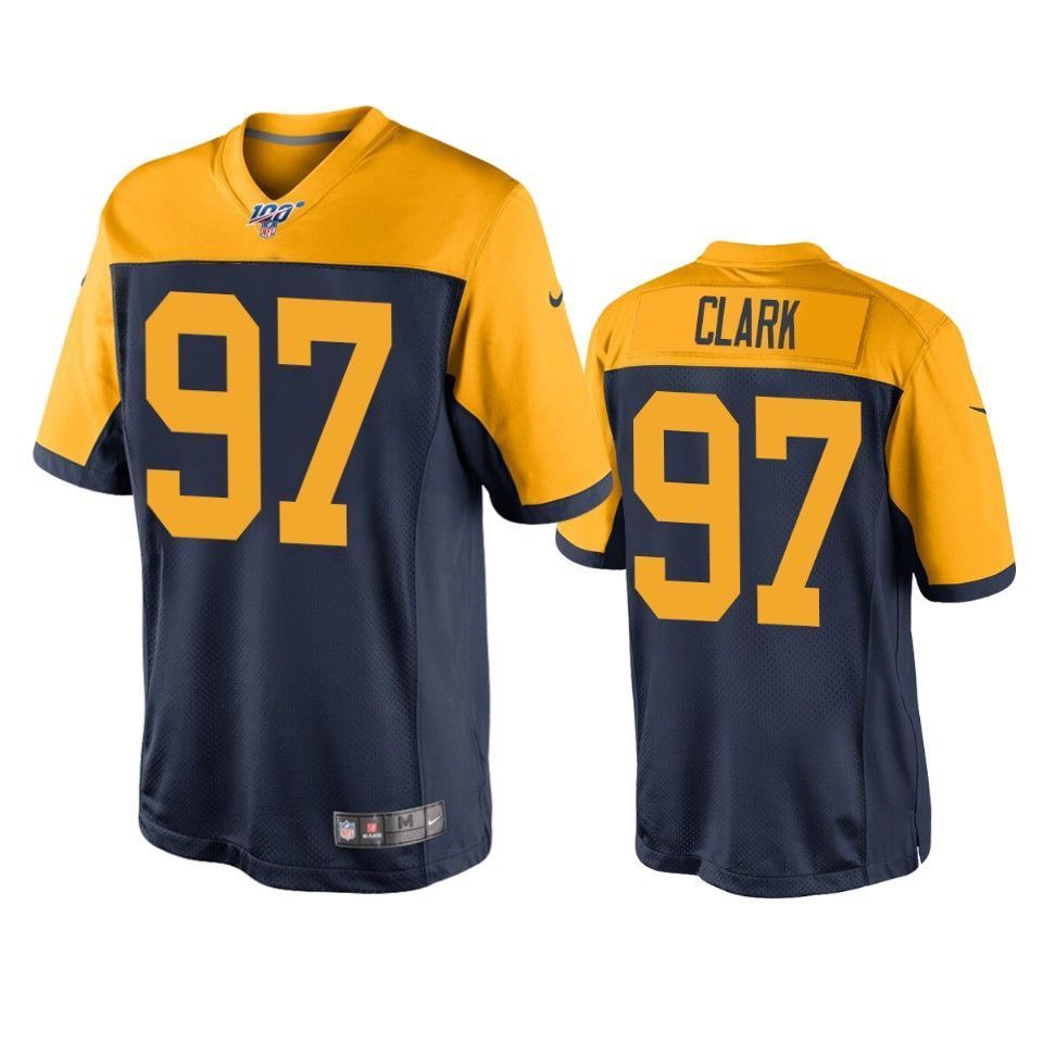 Green Bay Packers Kenny Clark Navy Throwback Jersey 100Th Season