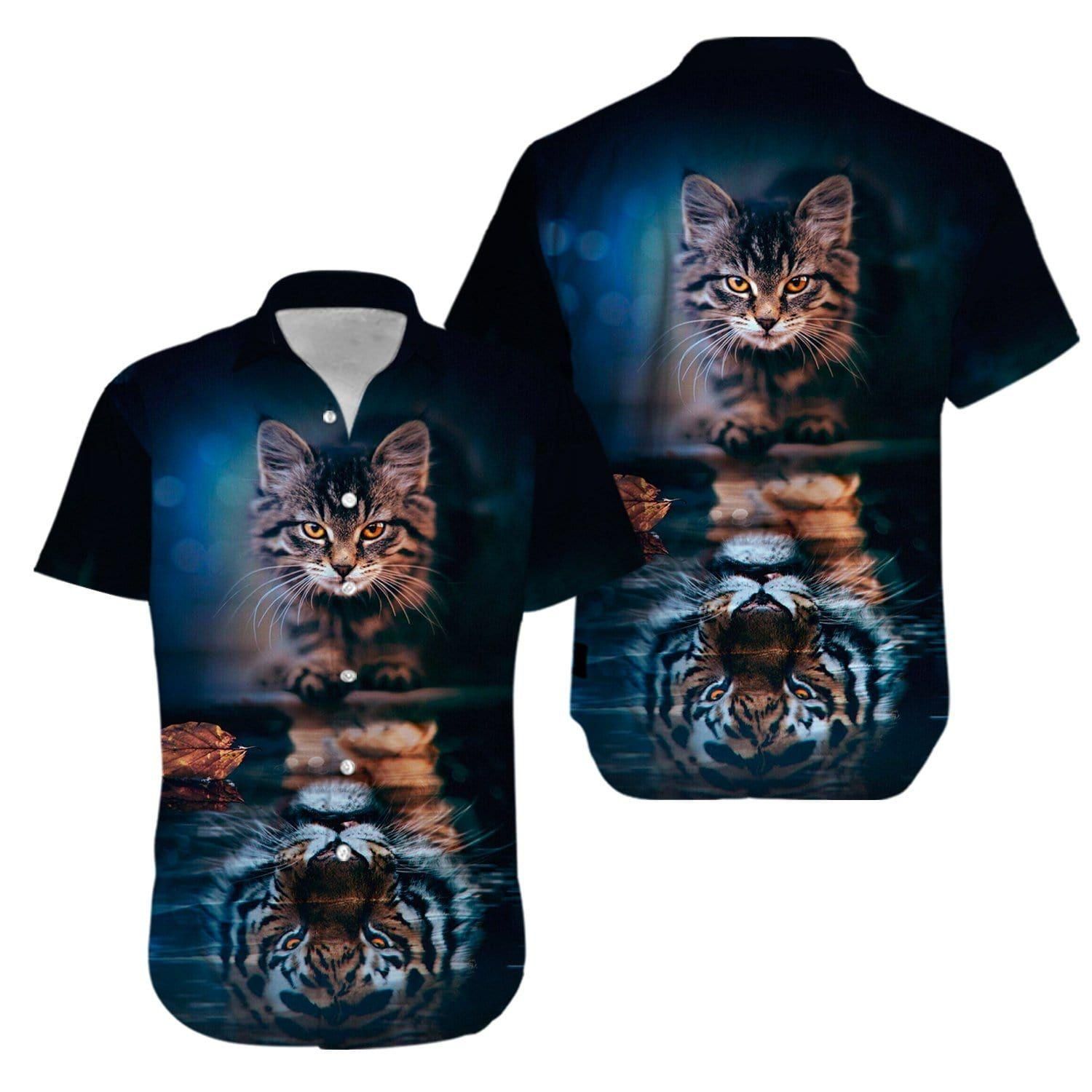 Cat Cute Tiger Aloha Gift For Cat Lover Aloha Hawaiian Shirt Colorful Short Sleeve Summer Beach Casual Shirt For Men And Women