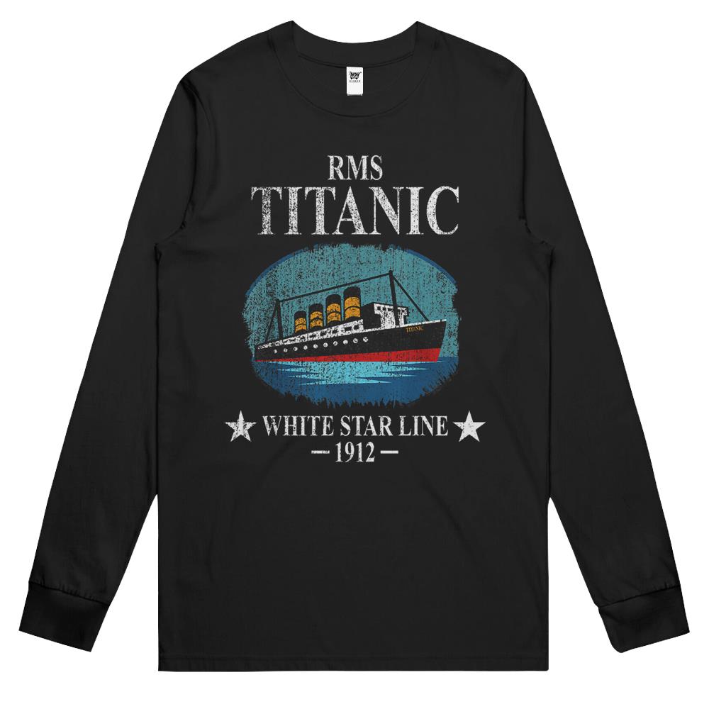 Rms Titanic White Star Line Cruise Ship Retro Vintage Long Sleeve T Shirts