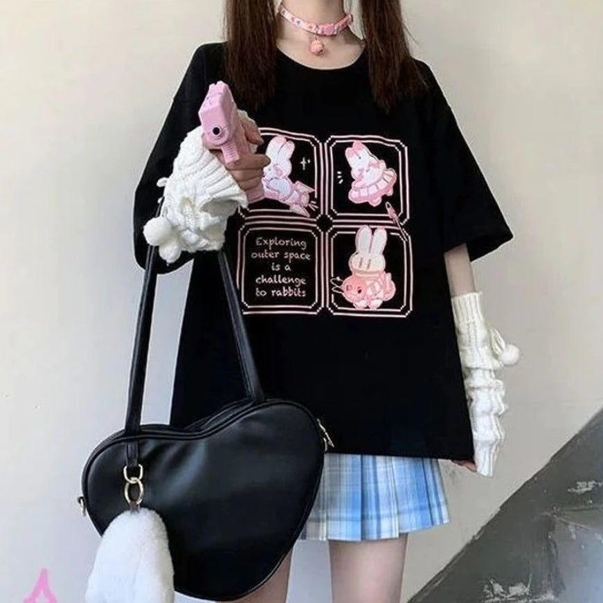 Tshirt Aesthetic Kawaii Graphic Rabbit Print