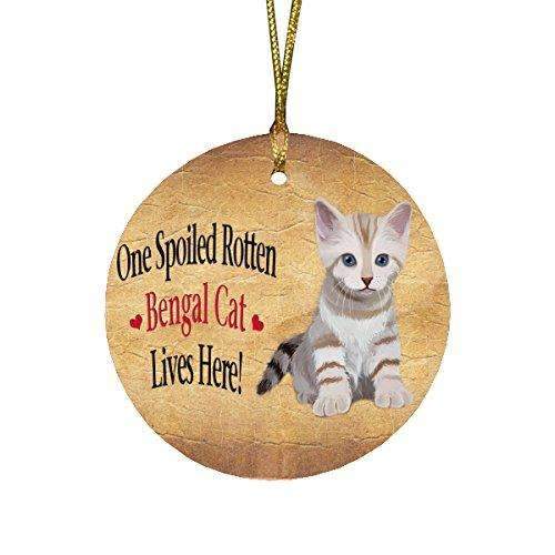 Bengal Kitten Spoiled Rotten Cat Round Christmas Ornament