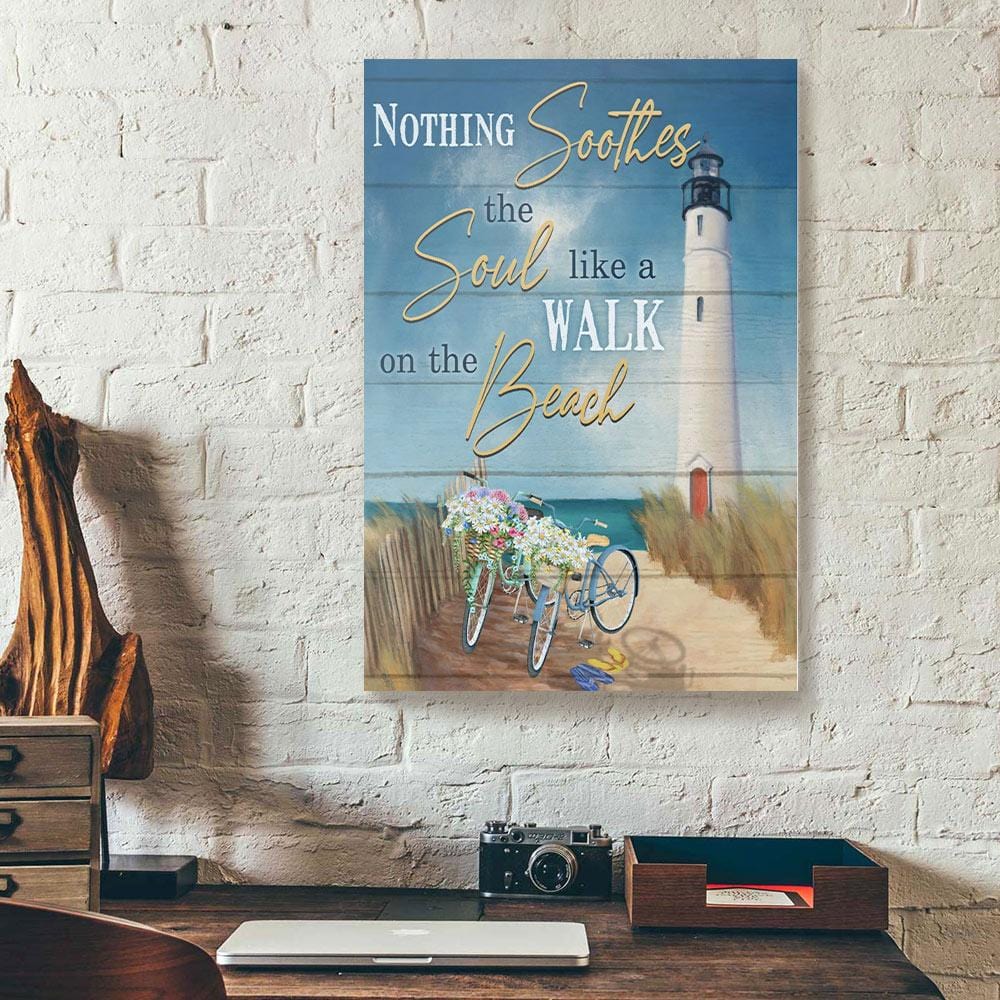 Canvas Painting Nothing Soothes The Soul Like A Walk On The Beach Bike Ocean Canvas Wall Art Home Decor