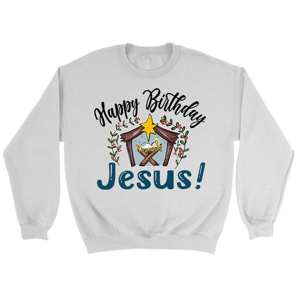 Jesus In A Manger, Happy Birthday Jesus Sweatshirt Flgreason Shop