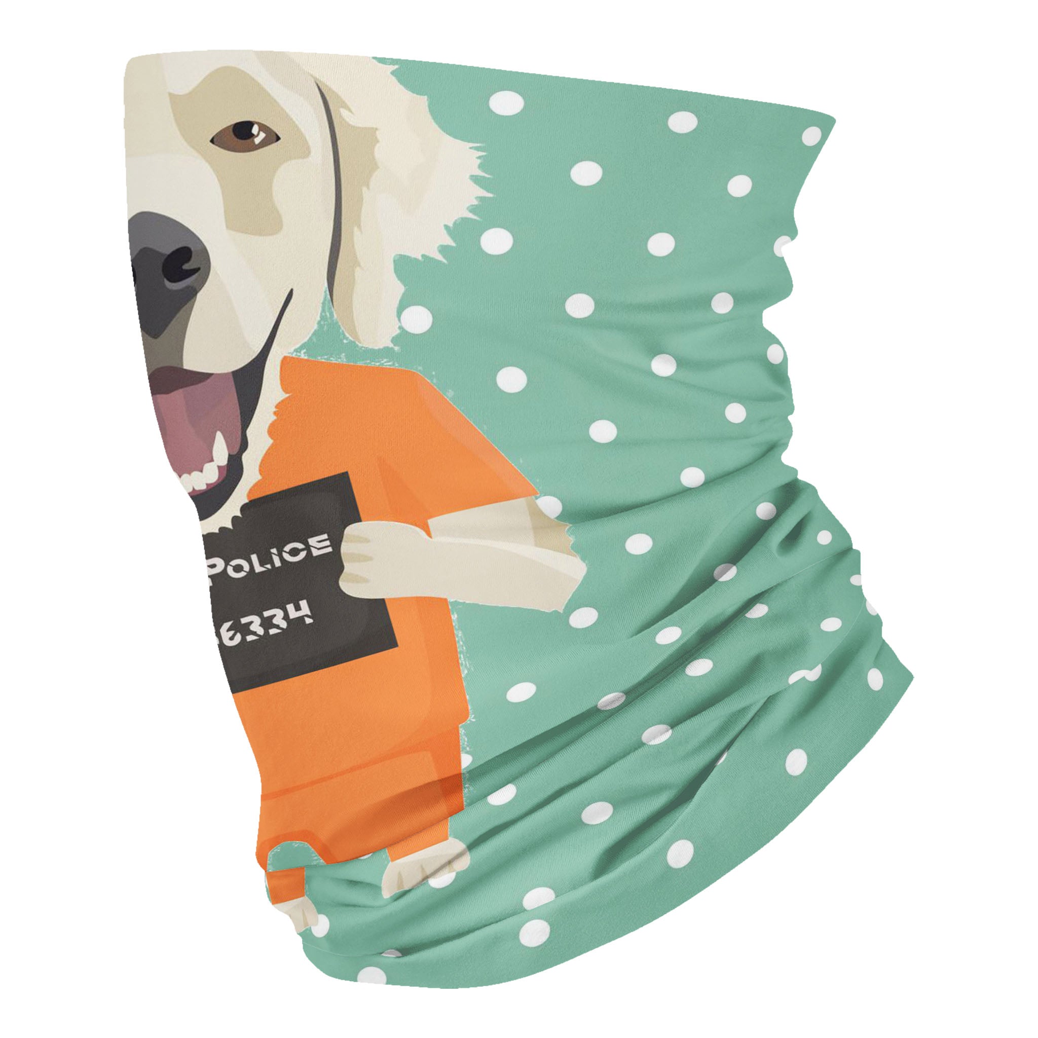 Mugshot prison clothes dog golden retriever – Neck Gaiter