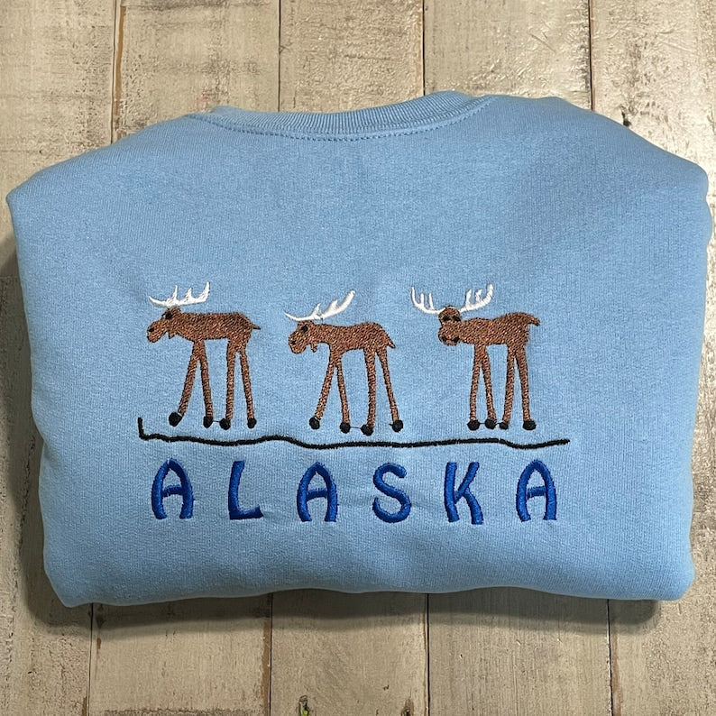 Alaska Embroidered Sweatshirt 2D Crewneck Sweatshirt All Over Print Sweatshirt For Women Sweatshirt For Men Sws4292