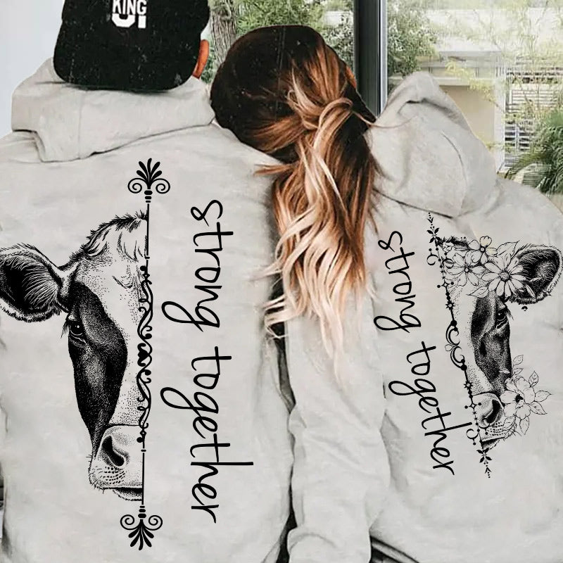 Strong Together Hoodie, Cow Couple Hoodie, Couple Hoodie, Husband Wife Hoodie, Unisex Sweater, Sweatshirt