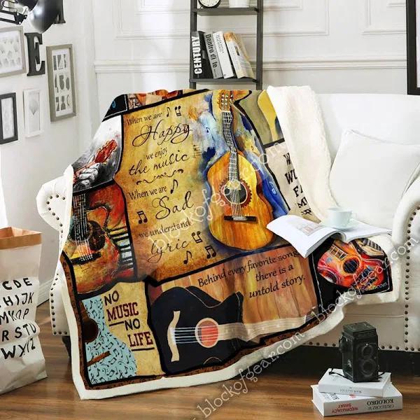 For Music Lovers Guitar Sofa Blanket Fleece Blanket, Blanket Sofa Bed, 3D Blanket Teesummer