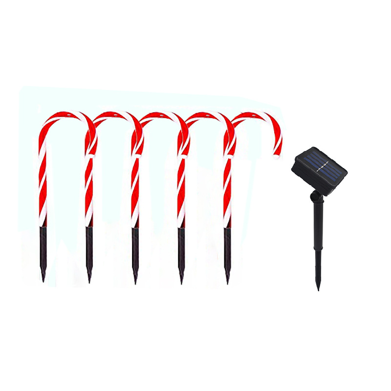 10Pcs Solar Power Christmas Candy Cane Lights Outdoor Warm LED Home Garden Pathway Yard Lawn Lights New Year Christmas Decor alx